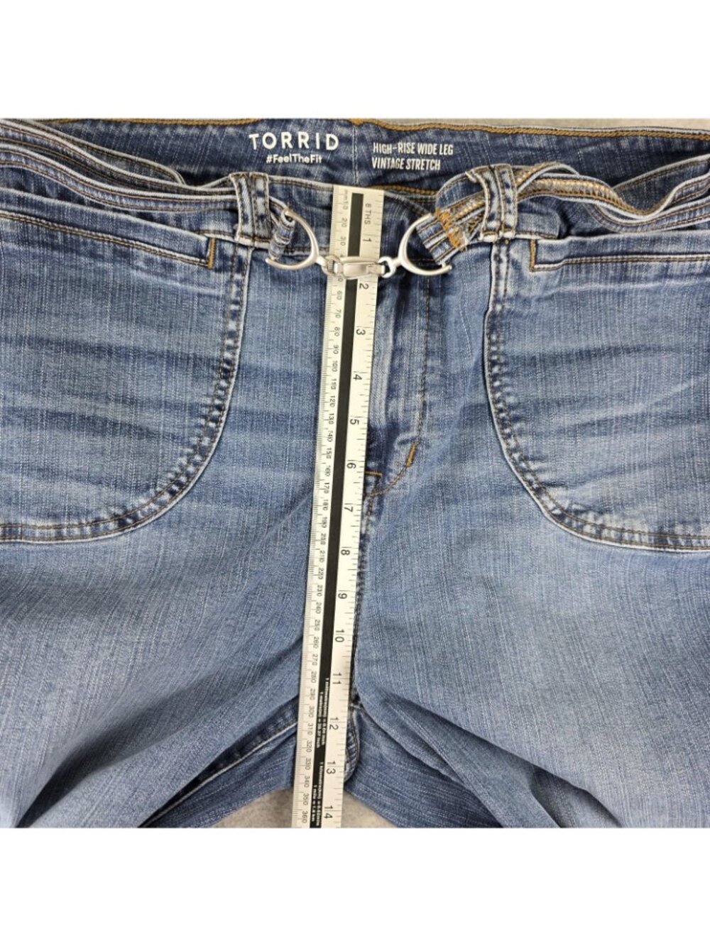 Torrid Jeans Womens 14T High Rise Wide Leg Blue Medium Wash Stretch Denim - Picture 8 of 10
